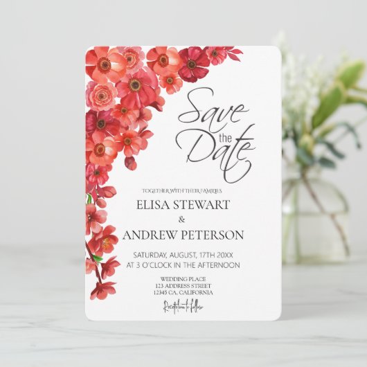 Happy Wedding Romantic Floral Wedding 招待状 (スタンド正面)