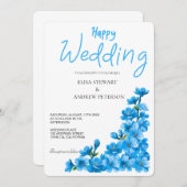 Happy Wedding Romantic Floral Wedding 招待状 (正面/裏面)