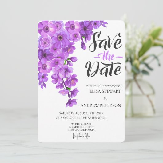 Happy Wedding Romantic Floral Wedding 招待状 (スタンド正面)