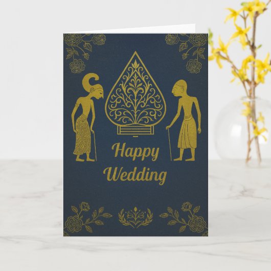 Happy Wedding Wayang CULTURE カード (黄色い花)