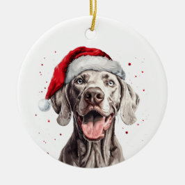 Happy Weimaraner Dog Christmas Personalized セラミックオーナメント