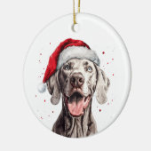 Happy Weimaraner Dog Christmas Personalized セラミックオーナメント (左)