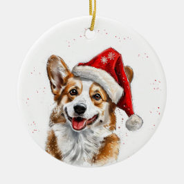 Happy Welsh Corgi Dog Christmas Personalized セラミックオーナメント