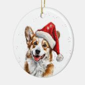 Happy Welsh Corgi Dog Christmas Personalized セラミックオーナメント (左)