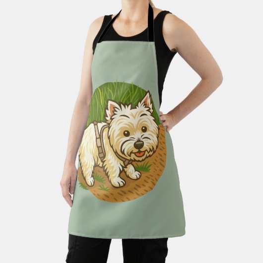 Happy Westie on Nature Trail エプロン (インサイチュ)