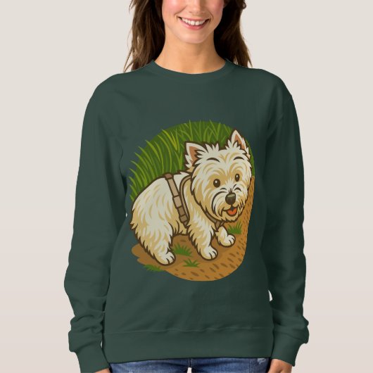Happy Westie on Nature Trail スウェットシャツ (正面)