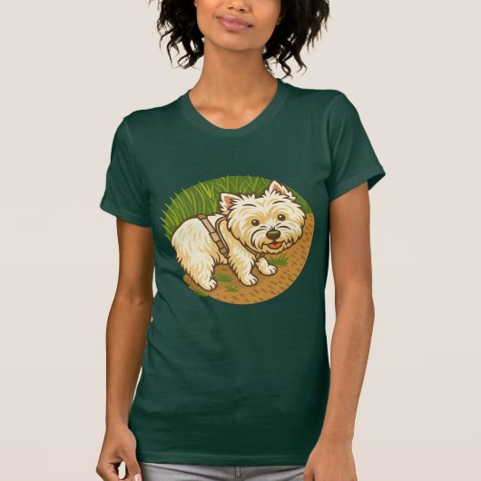 Happy Westie on Nature Trail Tシャツ (正面)