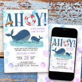 Happy Whale Ahoyそれが女の子または男の子のジェンダーの明け 招待状