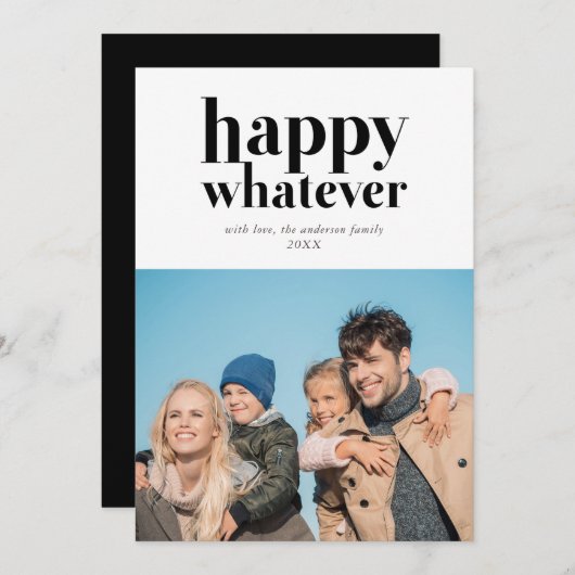 Happy Whatever おもしろい Holidayフォトカード シーズンカード (正面/裏面)