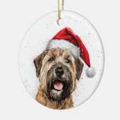 Happy Wheaten Terrier Dog Christmas Personalized セラミックオーナメント (左)