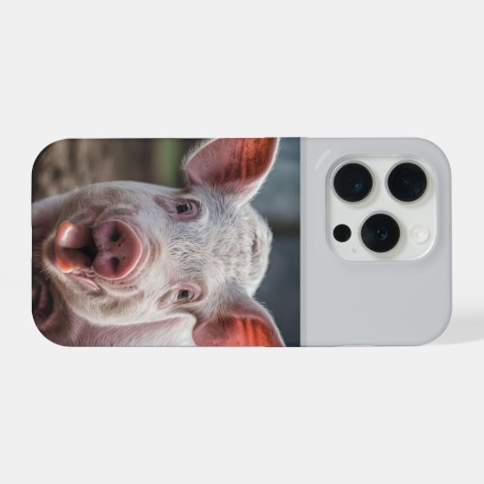 Happy White Pig Tongue Poke,  iPhoneケース (裏面横)
