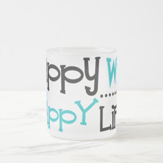 Happy Wife, happy Life-Tasse フロストグラスマグカップ (中央)