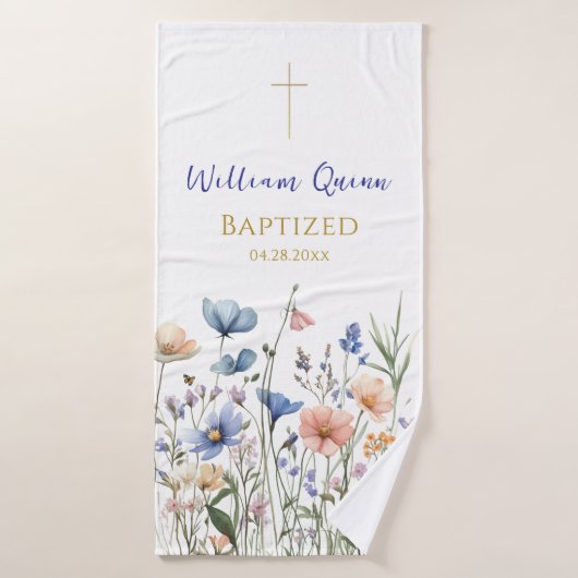Happy Wildflowers Orthodox Christian Baptism Gift  バスタオル (バスタオル)
