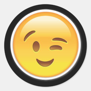 happy wink eyes emojiスタンプ ラウンドシール