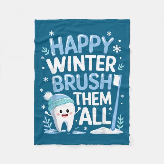 Happy Winter Bruhem All Teeth Dental Dentist Chris フリースブランケット (正面)