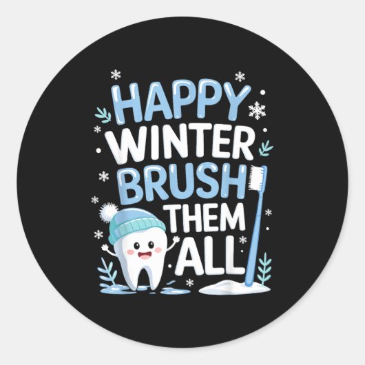 Happy Winter Bruhem All Teeth Dental Dentist Chris ラウンドシール (正面)