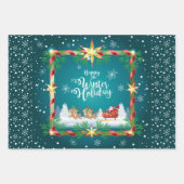 Happy Winter Holiday Snowy Fairy Tale with Santa ラッピングペーパーシート (正面)