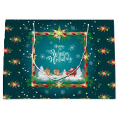 Happy Winter Holiday Snowy Fairy Tale with Santa ラージペーパーバッグ (正面)
