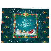 Happy Winter Holiday Snowy Fairy Tale with Santa ラージペーパーバッグ (裏面)
