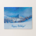 Happy Winter Holidays Blue ジグソーパズル<br><div class="desc">This winter-themed puzzle is a great gift for Christmas or kids' birthday.</div>
