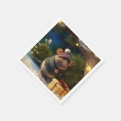 Happy Winter Mouse with a present紙プレート スタンダードカクテルナプキン (角)