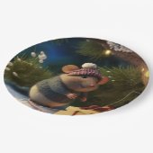 Happy Winter Mouse with a present紙プレート ペーパープレート (アングル)