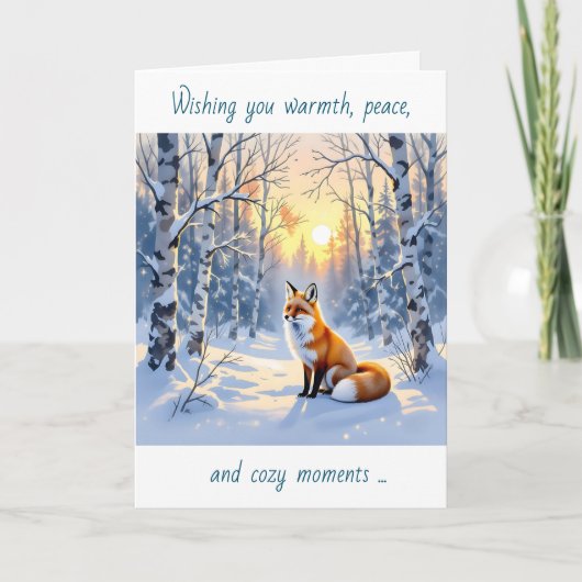 Happy Winter Solstice | Fox in Snow カード (正面)