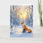 Happy Winter Solstice | Fox in Snow カード (正面)