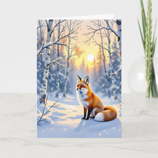 Happy Winter Solstice | Fox in Snow カード (正面)