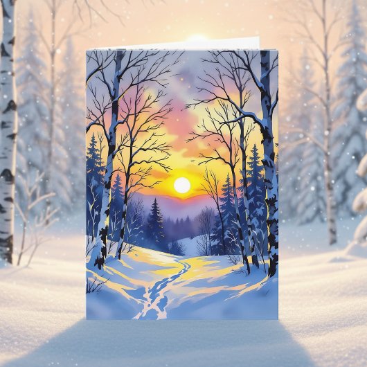 Happy Winter Solstice | Sun Setting at Dusk カード