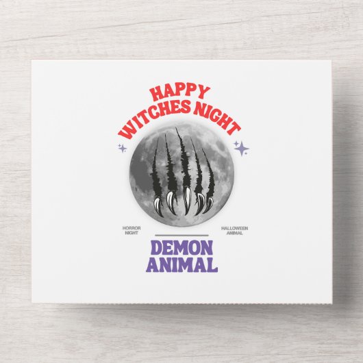 happy witches night demon animal birthday card オールインワン招待状 (正面)