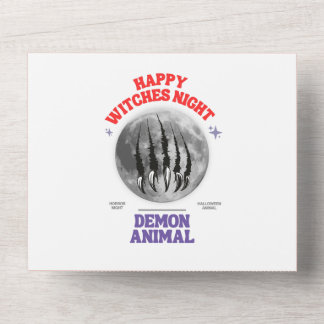 happy witches night demon animal birthday card オールインワン招待状