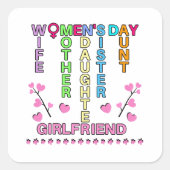 Happy Women's Day スクエアシール (正面)