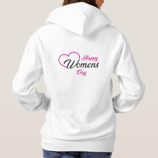 happy women's day 2026 hoodies celebration パーカ (裏面)