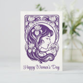 Happy Women's Day Card | Personalized Purple  サンキューカード (スタンド正面)