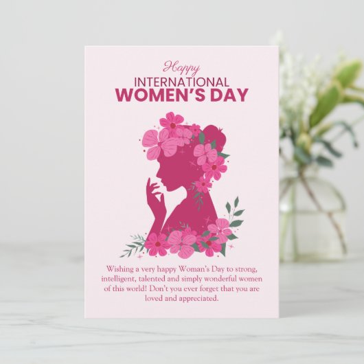 Happy Women's Day floral Women Illustration シーズンカード (スタンド正面)