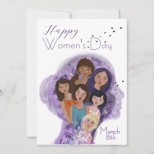 Happy Women's Day hand drawnイラストレーション シーズンカード (正面)