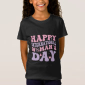 Happy Women's Day Retro Design Tシャツ (正面)