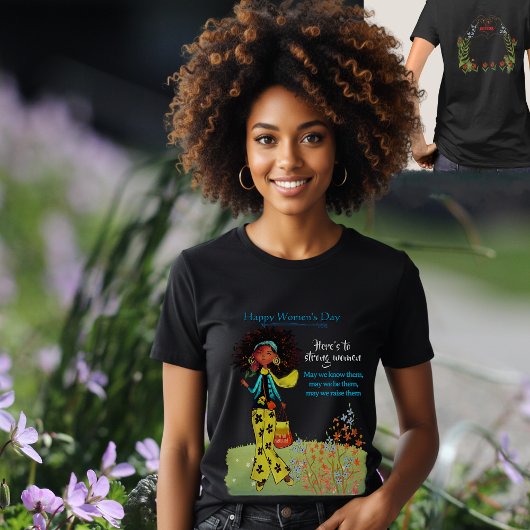 Happy Women's Day Strong Women Quote Black Double Tシャツ