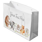 Happy Woodland Friends赤ちゃんシャワー ラージペーパーバッグ (裏面アングル)