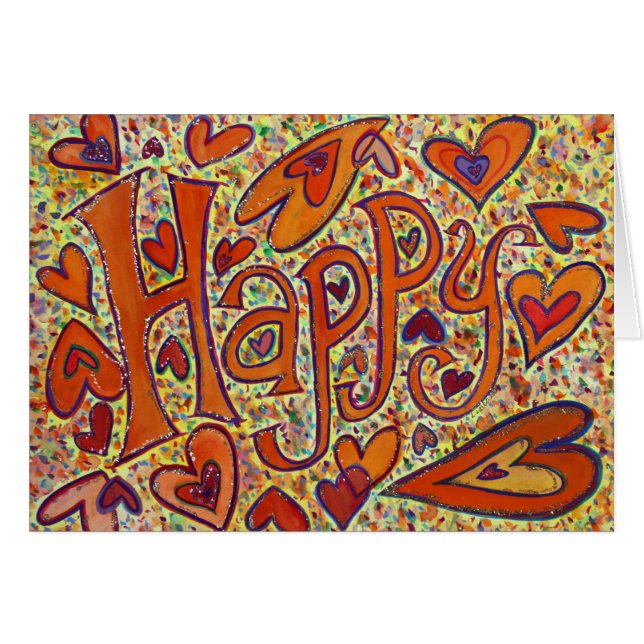 Happy Word Art 感動的 Greetingおもしろい Cards (正面横)