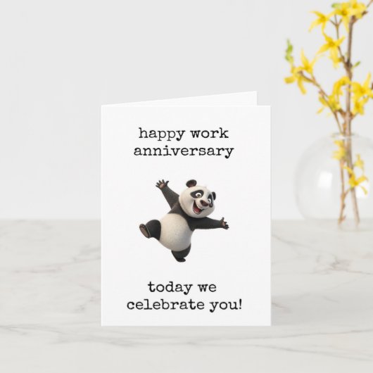 Happy Work Anniversary, Celebrate You, Panda Bear カード (黄色い花)