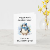 Happy Work Anniversary, Celebrate You, Penguin  カード (黄色い花)