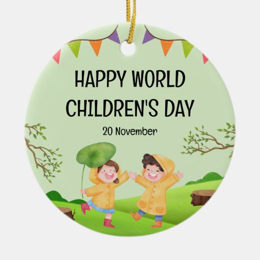 Happy World Children’s Day | 20 November セラミックオーナメント (正面)