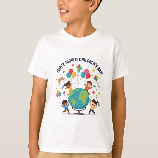 Happy World Children's Day ボーイズTシャツ Tシャツ (正面)