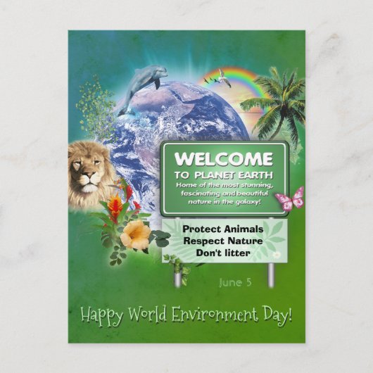 Happy World Environment Day (カスタマイズ可能な文字) ポストカード (正面)