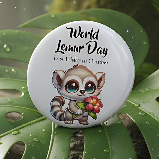 Happy World Lemurs Day | Last Friday in October 缶バッジ