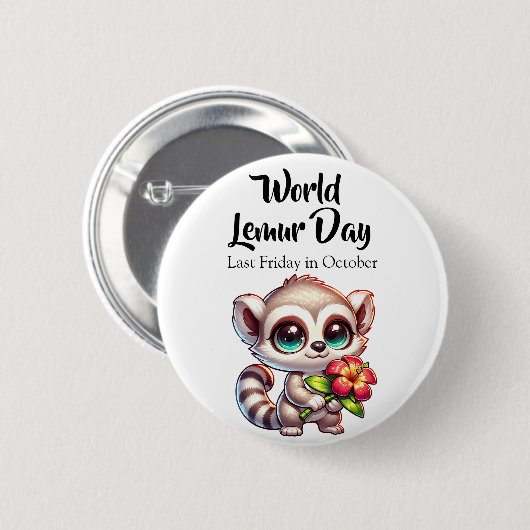 Happy World Lemurs Day | Last Friday in October 缶バッジ (正面&裏面)