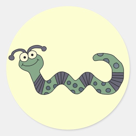 Happy Worm Tシャツとギフト ラウンドシール (正面)