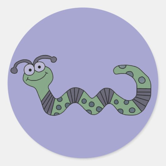 Happy Worm Tシャツとギフト ラウンドシール (正面)